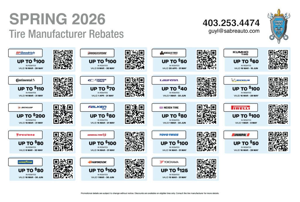 Sabre Auto Spring 2026 Manufacturer Tire Rebates